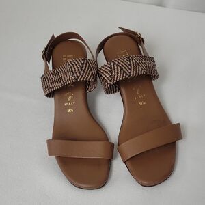 Italian Shoemakers Brown Sandals with Woven Strap